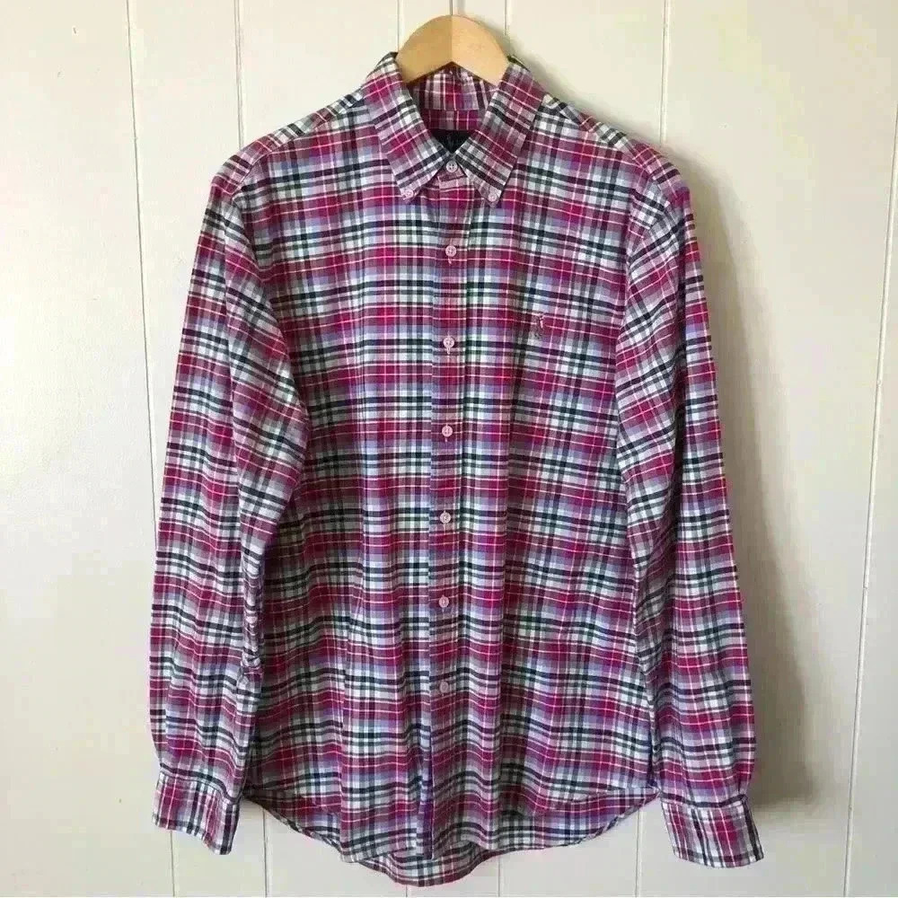 Ralph Lauren Button Down Plaid Cotton Shirt Size L